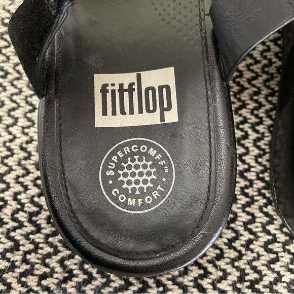 FitFlop Lumy Criss Cross Black Suede Sandals w/Studs Sz-11 - Picture 4 of 7